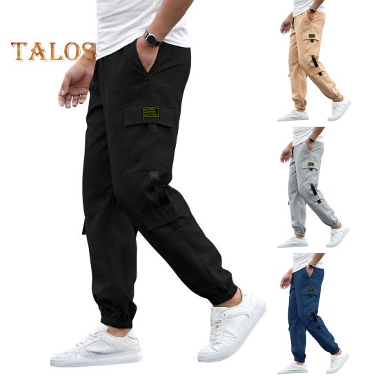 Cargohose für Herren mit mehreren Taschen im High-Street-Stil, Retro-Hose mit Knöchelband und Kordelzug in der Taille, für den täglichen Gebrauch im Freien und bei der Arbeit