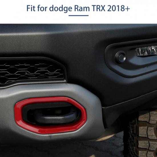 2 STÜCKE Für Dodge RAM 1500 TRX + Außen Stoßstange vorne Abschlepphaken Abdeckung Blende Rot