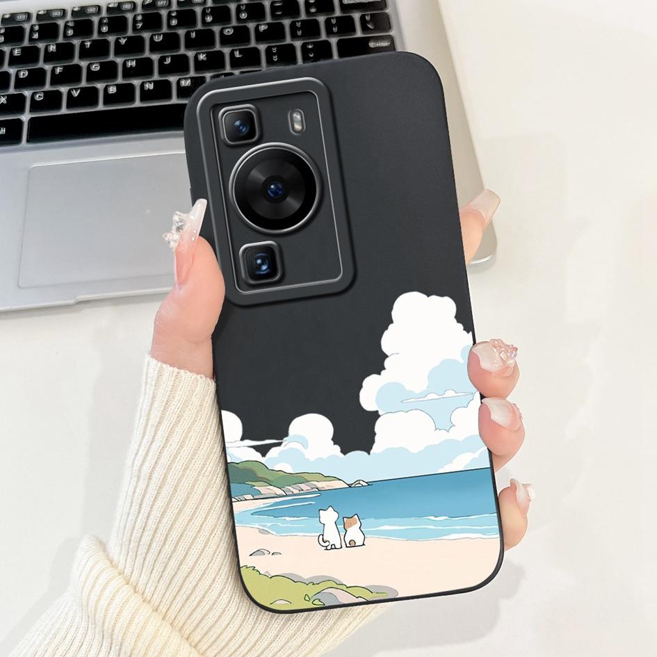For Huawei P60 Pro Case MNA-LX9 Shockproof Cover Cute Cartoon Square Lens Protection Bumper For Huawei P60 Art P 60 P60Pro Funda