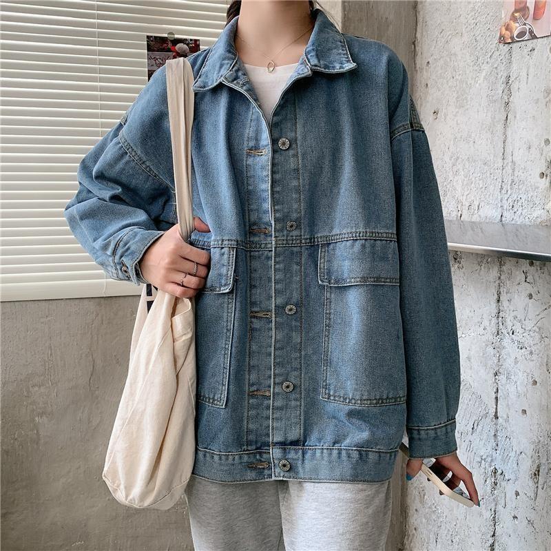 

Женская джинсовая куртка, Женская короткая джинсовая куртка свободного кроя с длинными рукавами XXXXXXL