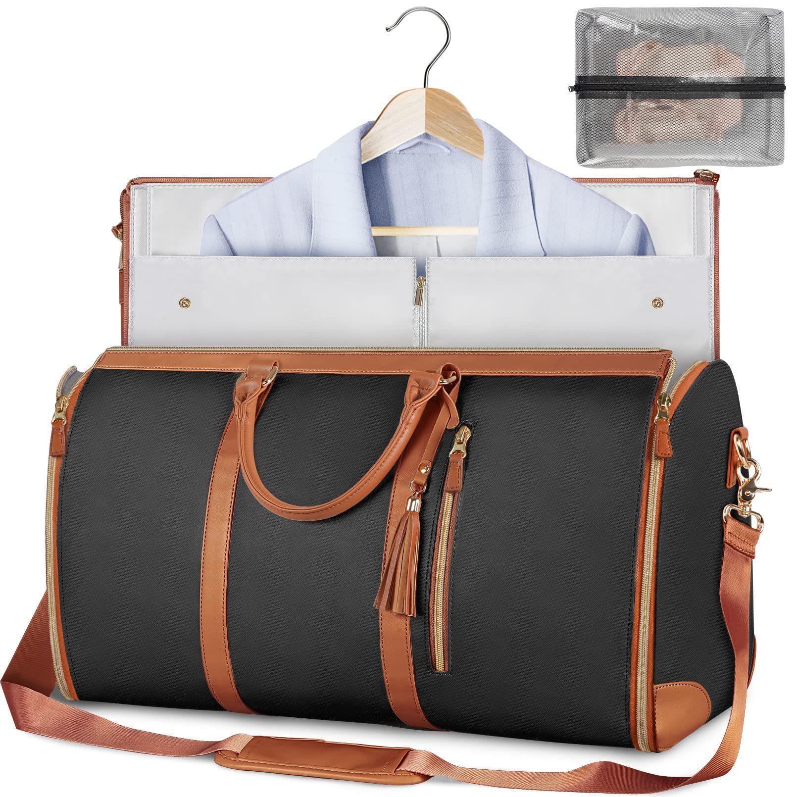Taška na oblek Taška na príručnú batožinu Veľká taška Duffel z PU kože Prenosná kabelka Cestovná taška Úložná taška 52*25.4*31.75CM čierna hnedá farba