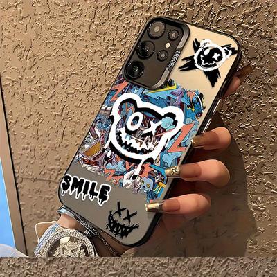 Graffiti Cartoon Bear Phone Case For iPhone 17 16 15 14 13 12 11Pro Max Plus Anti-Drop Frosted Back Cover