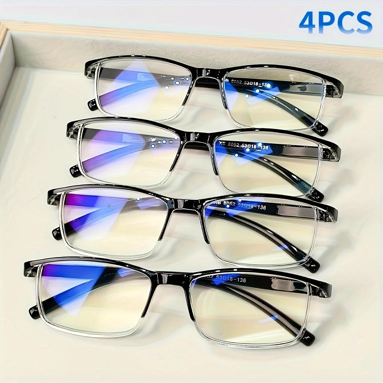 

4-Pack Reading Glasses, Blue Light Blocking, PC Lens & Frame, No Accessories, Presbyopic Magnification +1.0 to +4.0 +100
