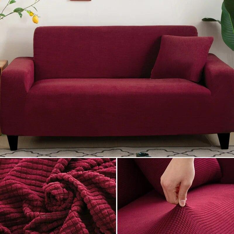 1/2/3/4 Seater Thicken Elastic Jacquard Sofa Cover Slipcover Stretch Polar Fleece L Shape Corner Sofa Covers for Living Room