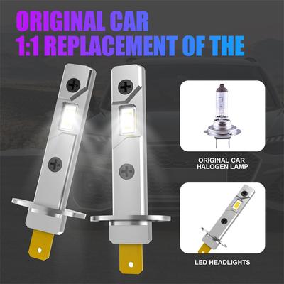 2 Stück 12000Lm H1 LED Scheinwerferlampe Canbus Auto Haupt Nebelscheinwerfer 6500K Weiß 12V-24V Superhell, Plug and Play Lüfterlos