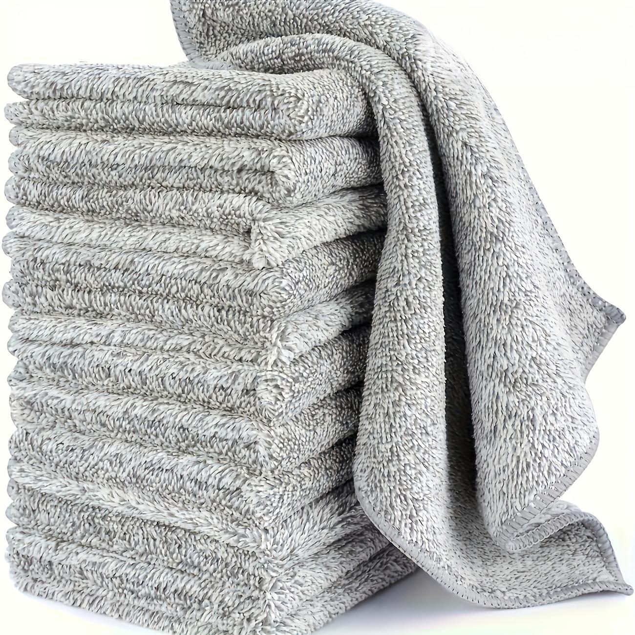 6/12 Pack Microfiber Cleaning Cloths - Highly Absorbent & Lint-Free Kitchen Towels, Non-Stick Oil & Stain Remover for Dishes 6pcs серый
