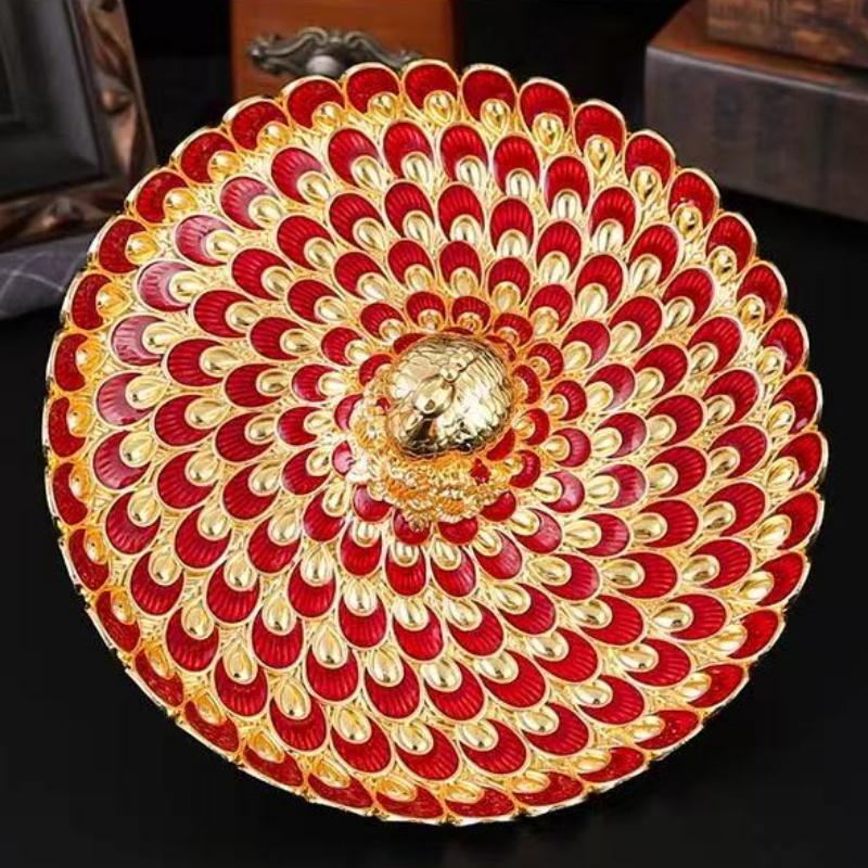 Circular Peacock Shape Tray Dried Fruit Box Living Room Snack Storage Candy Tray Plated Metal Fruit Stand Wedding Decoration