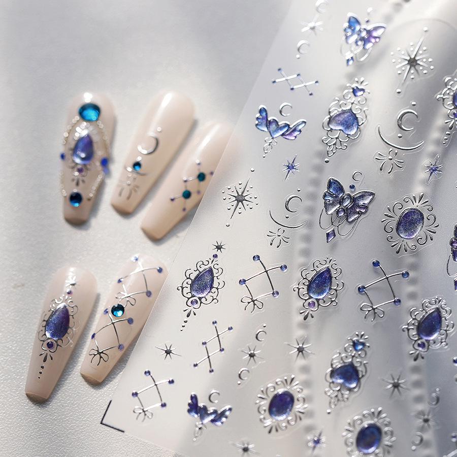

TENSOR Blue Dreamy Embossed Jelly Gel Nail Stickers M-683