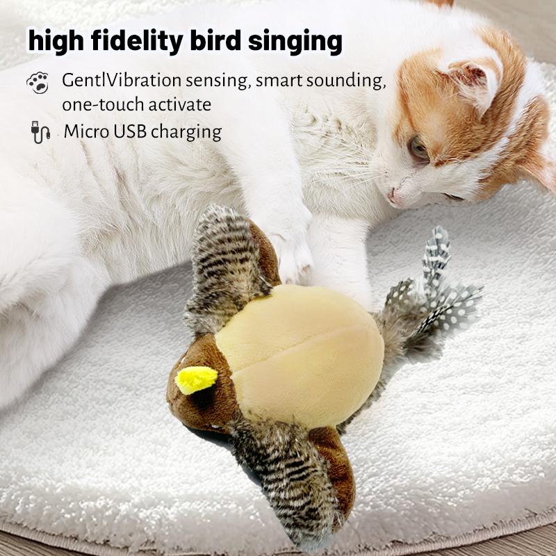 1 Stück Sound Vogel Spielzeug Katze Feder Spielzeug Katze Feder Spielzeug Interaktives Katzenspielzeug mit Geräuschen Geräuschspielzeug Grille Vogel