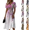 Ladies' Floral Casual Fashionable Short Sleeved V-neck Dress