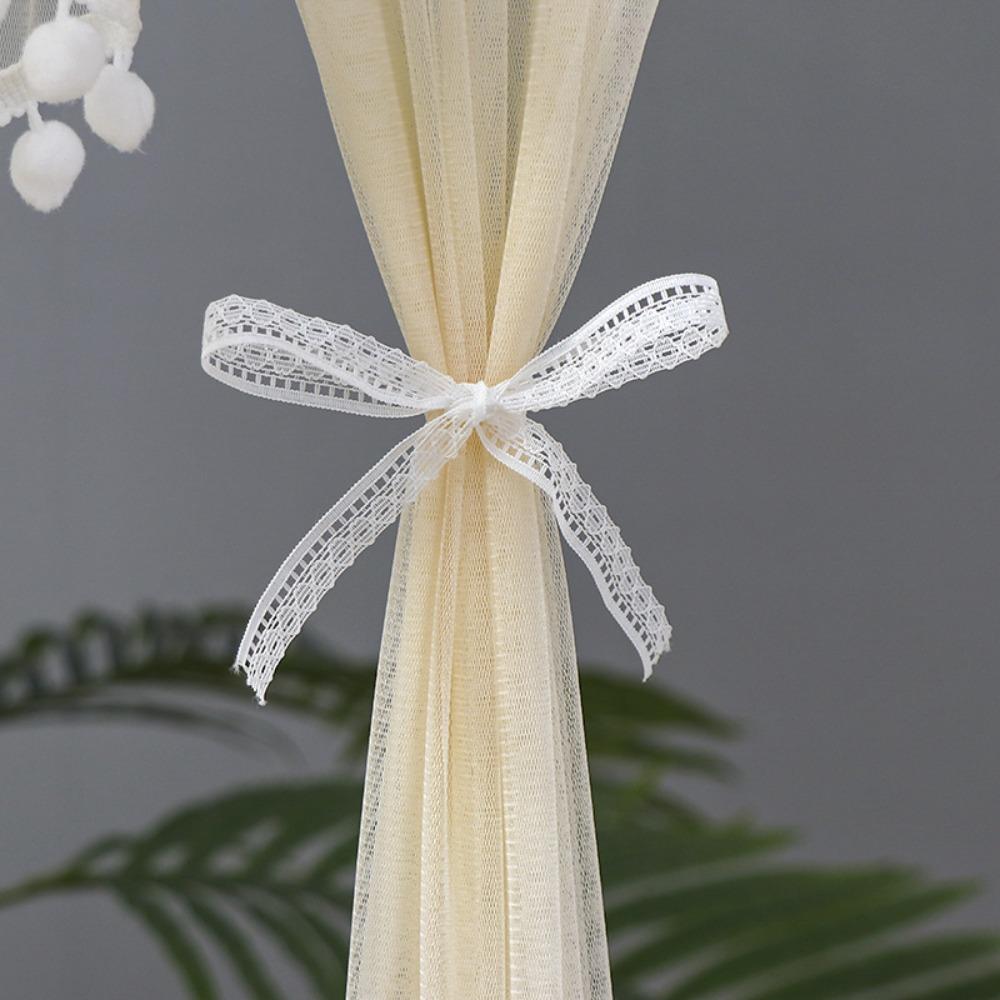 Breathable Lace Sheer Door Curtain Embroidered Door Drape Anti-mosquito Door Curtain  Summer