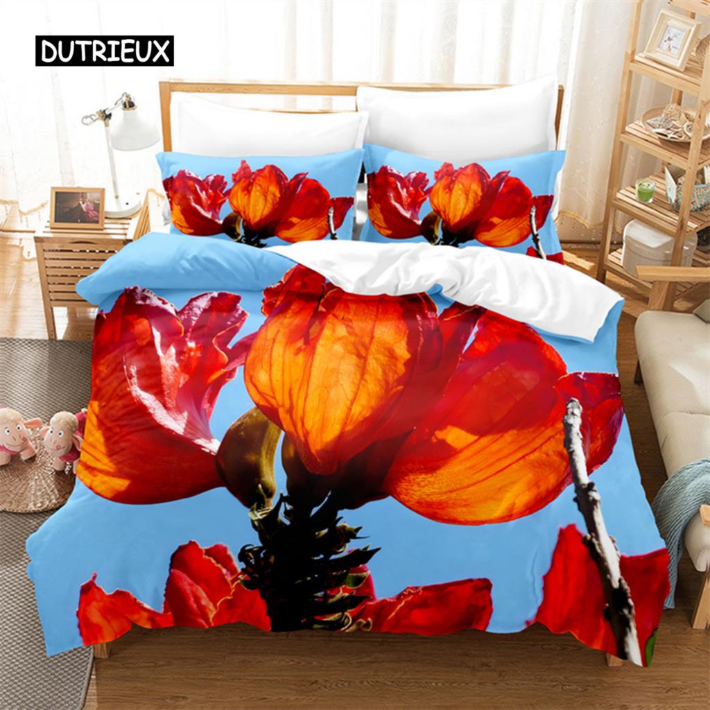 Żółte Kwiaty Zestaw Pościeli Queen Zestaw Poszwy na Kołdrę Pościel Druk Cyfrowy Pościel King Size Zestawy Poszwy na Kołdrę Zestaw Pościeli