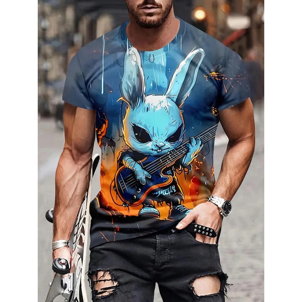 Pattern men's T-shirt 3D printed summer hip-hop trend short sleeved T-shirt oversized O-neck top