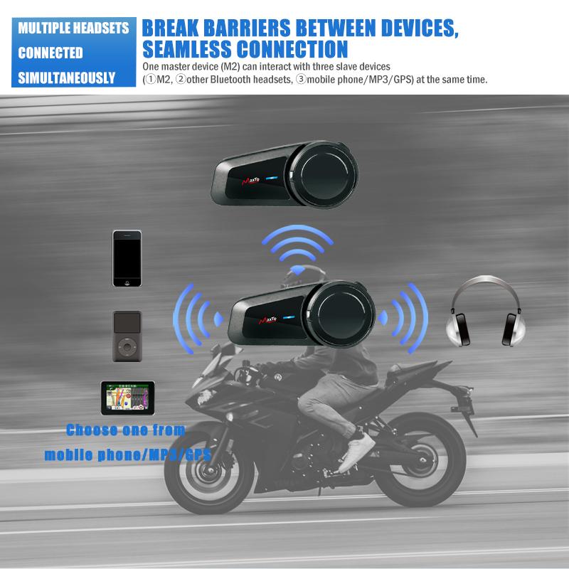 Maxto M2 Motorcycle Helmet Bluetooth Headset Intercom 6 Riders 1000M FM MP3 Helmet Casco Interphones Waterproof IP67 BT5.0