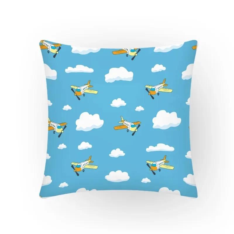 Bunter Innenraum Cartoon Flugzeug Druck Kunst Kissenbezug Heimdekoration Sofakissen Kissenbezug