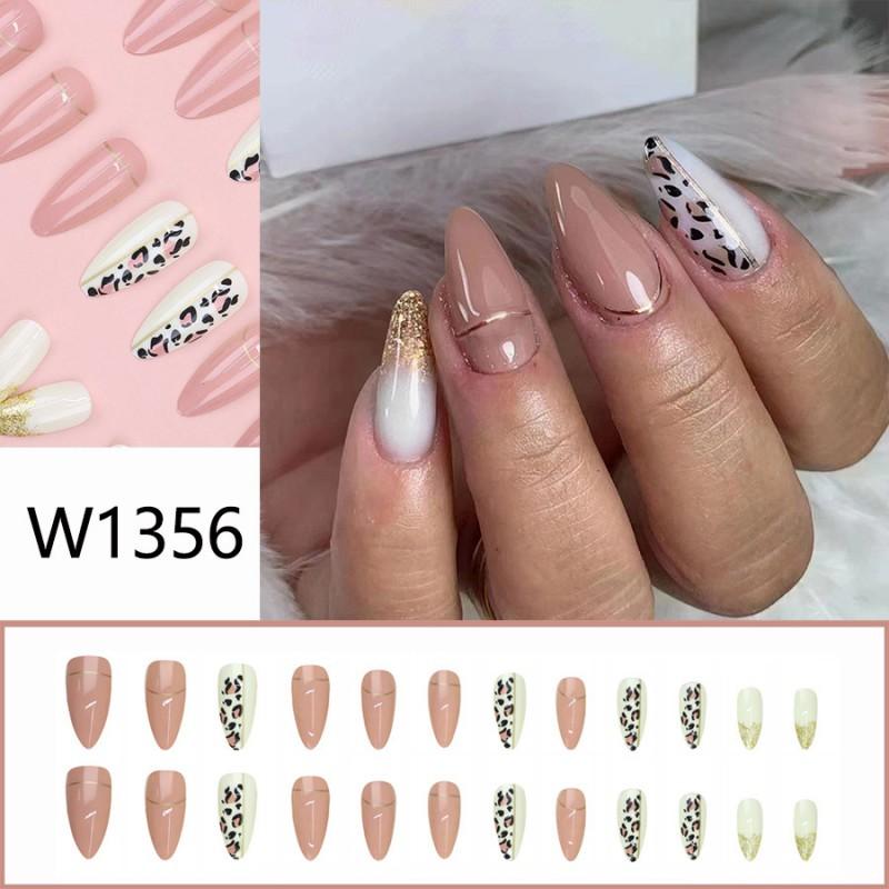 Leopard Print Shiny Press On Nails Sweet Cool Style Women