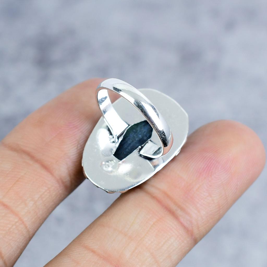 Purple Sunstone Gemstone Handmade 925 Sterling Silver Jewelry Ring Size 7.5 M-2567