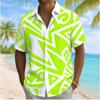 Chemise à manches courtes imprimé tribal géométrique pour homme, Chemisier décontracté à col rabattu pour le printemps et l'été, Haut ample