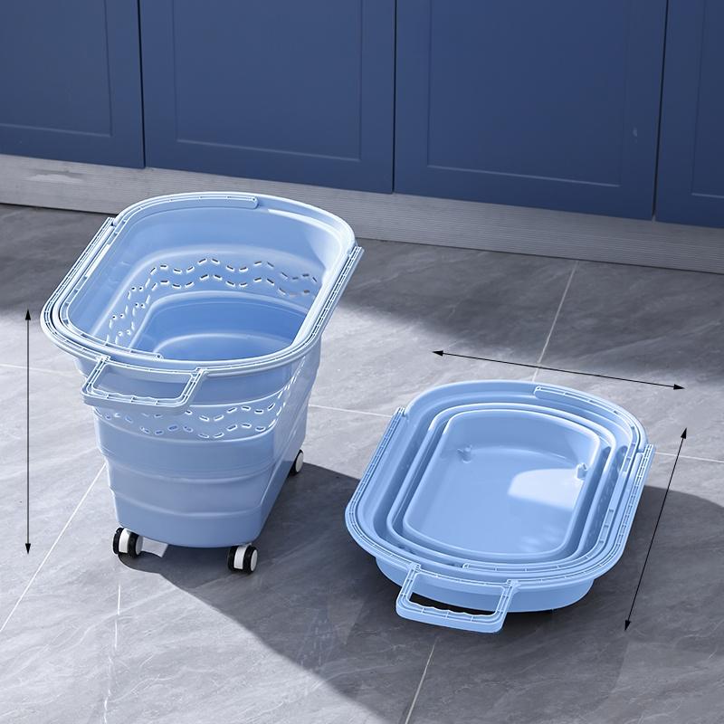 Thickened Plastic Shopping Basket with Wheels Handheld KTV Basket Convenience Store Caddy Vegetable Basket Pull Rod Basket