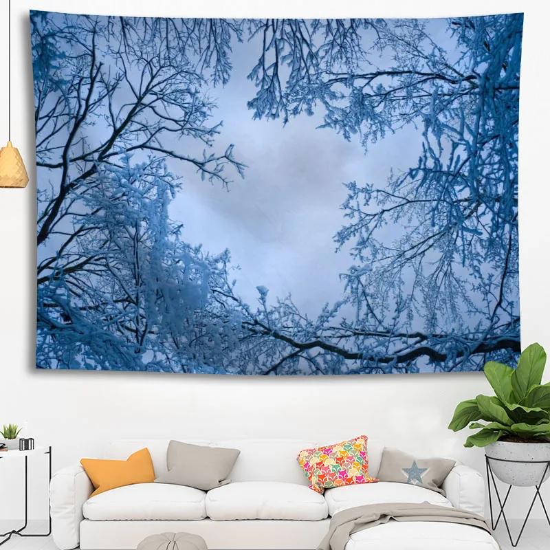 Hot Sale Custom High Quality Snow Wall Hanging Hd Landscape 3D Printing Digital Printing Home Decoration Tapestry