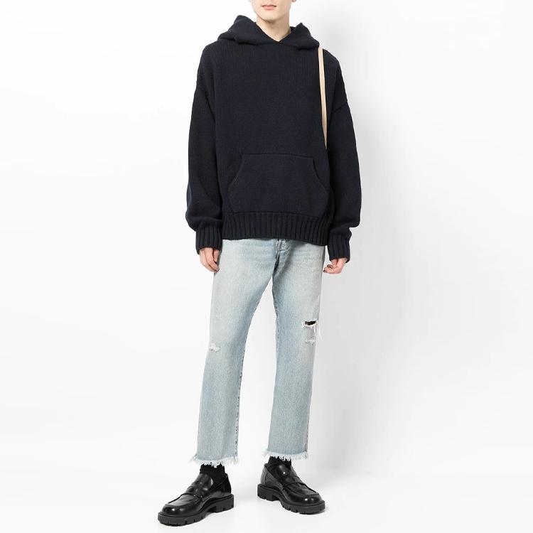 Fear Of God FW21 Ribbed Edge Knitted Hoodie Men hoodies Blue FG20-002WSK-415