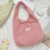 Sweet Double Sided Vest Bag Cloth Canvas Tote Bag Casual Lattice Shoulder Bag  Women