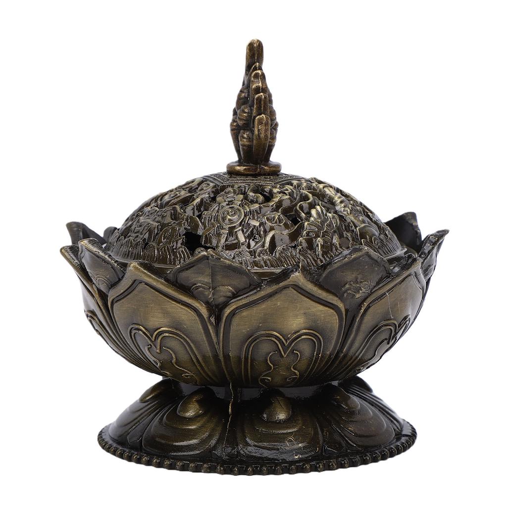 Incense Holder Vintage Zinc Copper Alloy Flower Shaped Incense Bowl Home Decoration