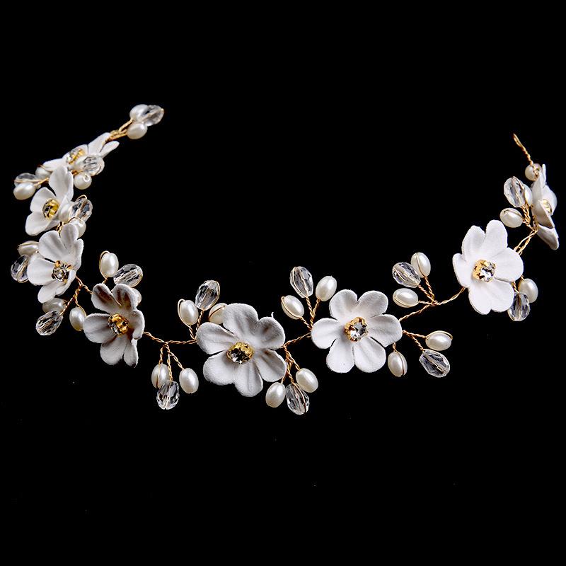 Super fairy headband flower wreath jewelry headband pearl bride crown sweet knot wedding dress headgear