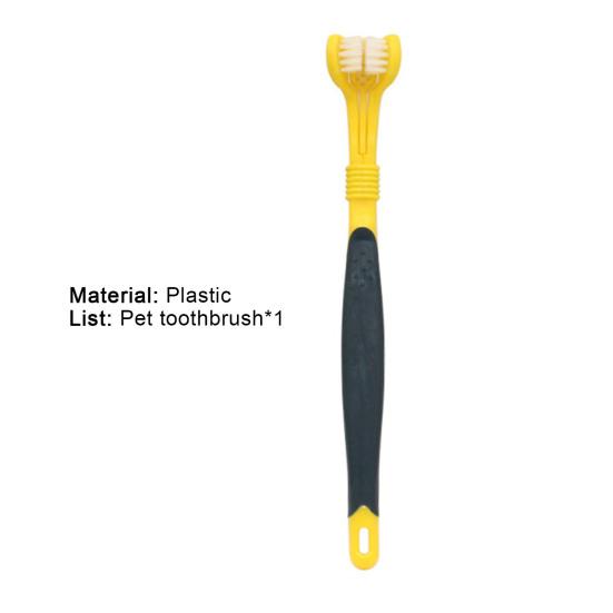 Evcil Hayvan Diş Fırçası Üç Taraflı Çok Açılı Temizleme Plastik Köpek Yumuşak Kıllı Diş Fırçası Ağız Bakımı için