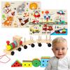Puzzle Set and Train Wooden Puzzles Sorter Montessori For a Gift