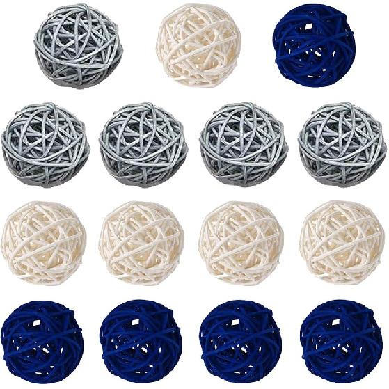 15 Pieces Wicker Rattan Balls Decorative Orbs Vase Fillers for Craft, Party, Wedding Table Decoration, Baby Shower, Aromatherapy Accessories, 2 Inch