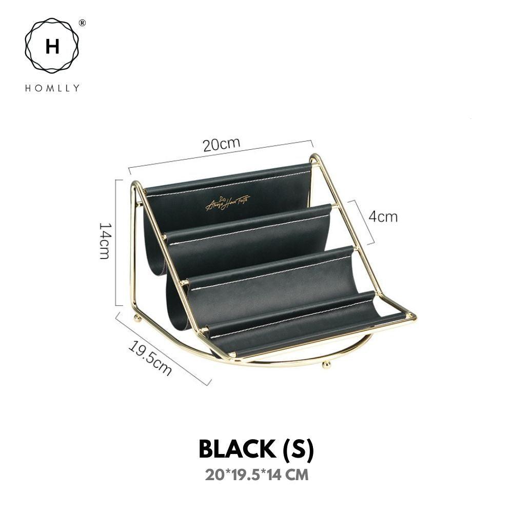 

Homlly Keii Gold Multi Leather Layer Desk Organizer Shelf Black 20cm
