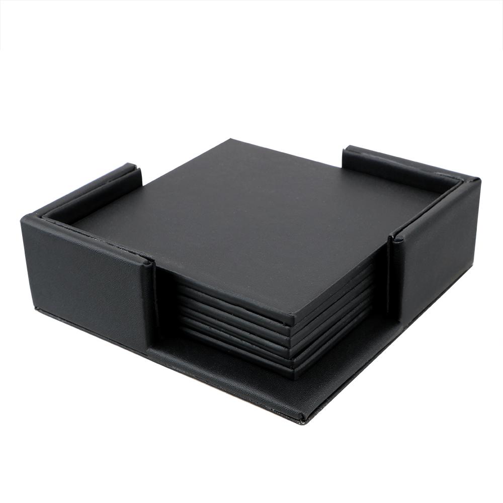 6PCS Creative Marble Coaster Drink Coffee Cup Mat Tea Pad Placemats Anti-Slip Heat Insulated Table Placemats PU Leather Kitchen Tableware