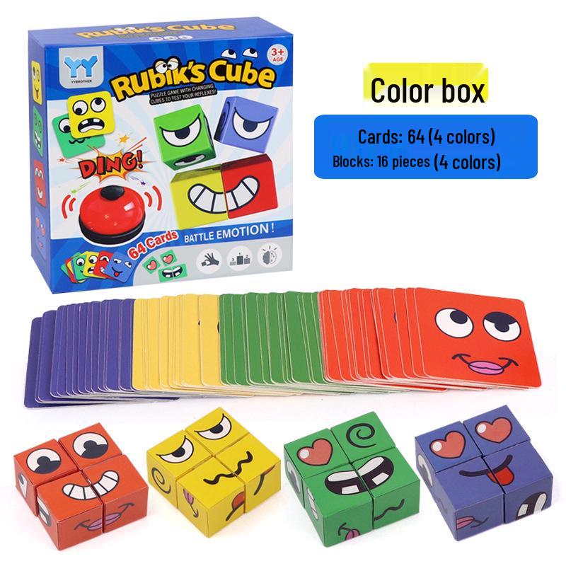 

Магічний кубик, що змінює обличчя: Інтерактивна розвиваюча іграшка для батьків та дітей - Весела гра з будівельними блоками з виразами обличчя