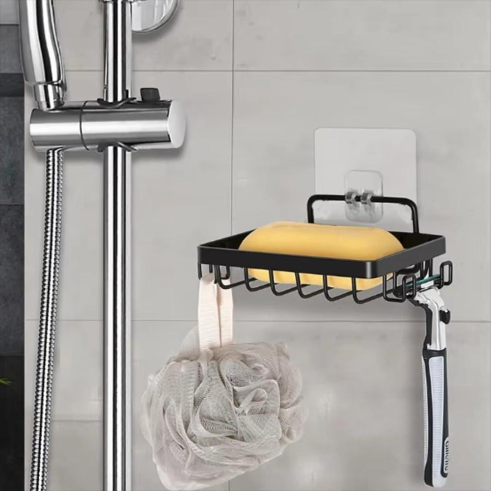 Stainless Steel Soap Rack with Hooks Soap Holder Soap Saver Wall Mounted Soap Dish Kitchen