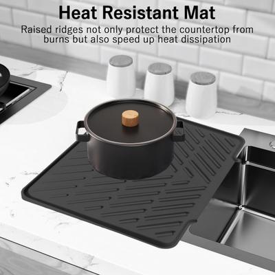 Yousheng Silikon Abtropfmatte Spülbecken Schrägdesign Hitzebeständige Abtropfunterlage Kochgeschirr Trockenablage Luftzirkulation Abtropfmatte