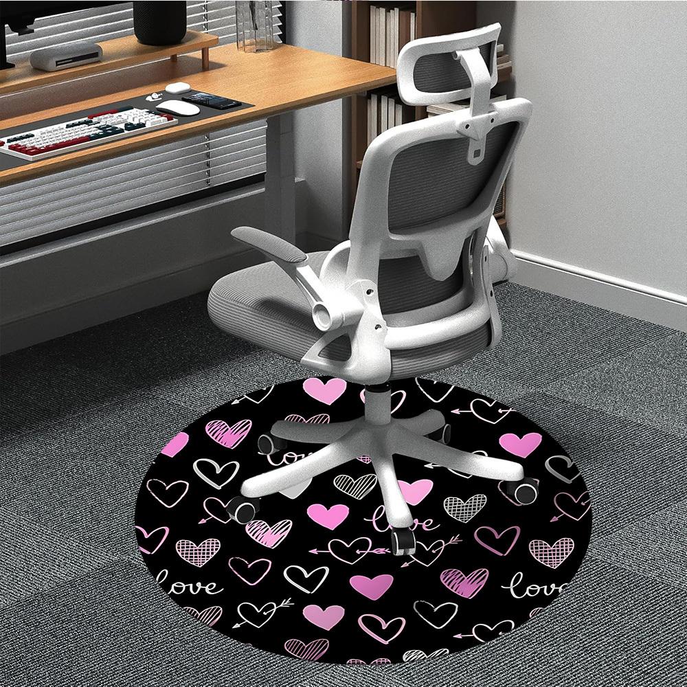 1pc Love Hearts Office Round Rug, Non-slip, Soft and Durable Office Rug for Interior Decoration, Perfect for Office,Decoration yy260204094