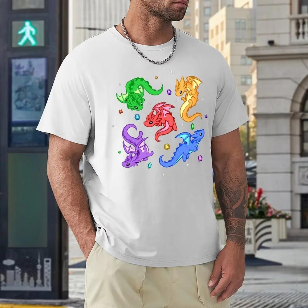 Gem Dragon Pattern Classic For Sale T-shirt Round Neck Motion T-shirts Premium Travel Geek Eur Size