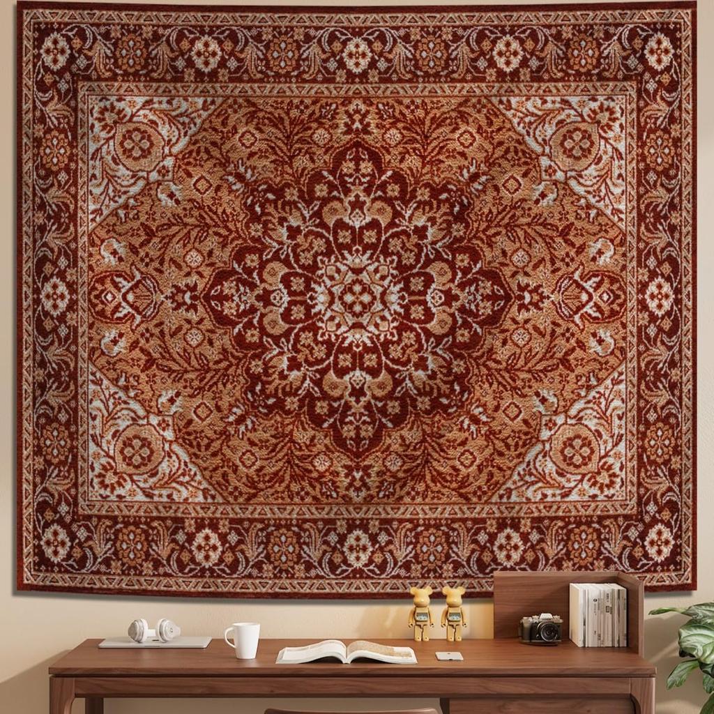 Boho Mandala Wandteppich Wandbehang für Schlafzimmer, Hippie Ästhetik Böhmische Vintage Wandkunst für Wohnzimmerdeko, Indisches Blumendesign