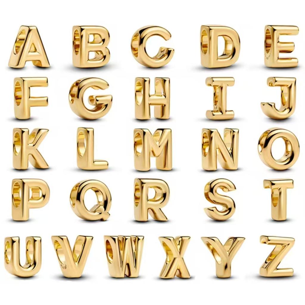 Exquisite Gold 26 Letter A-Z Alphabet Beads Copper Charm For Women Necklace Bracelet Bangle Accessories Diy Jewelry