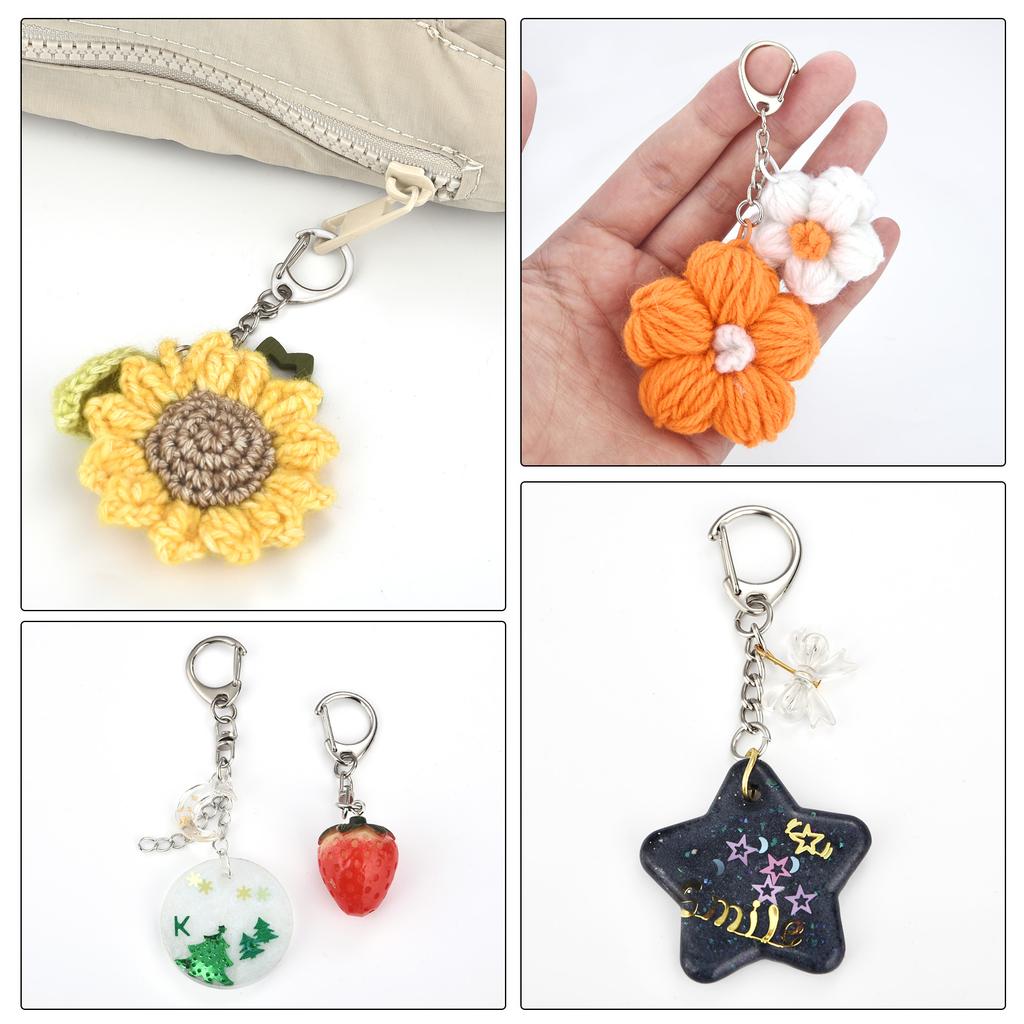5/10pcs Lobster Clasp Key Ring Keychain C Shape Clasps Connector Hook For DIY Zircon Making Finding Key Chain Accessories