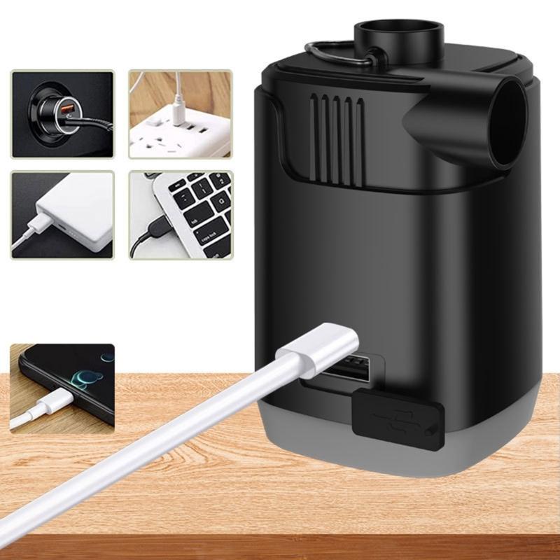 Tragbare kleine Luftmatratzenpumpe Elektrische Luftpumpe mit Campinglicht für Luftmatratze, Poolschwimmer Einfach zu bedienen
