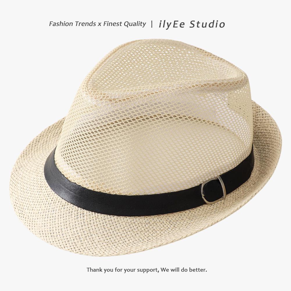Men's Panama Straw Hat Summer New British Jazz Hat Women's Sunshade Sun Protection Beach Flat Top Hat