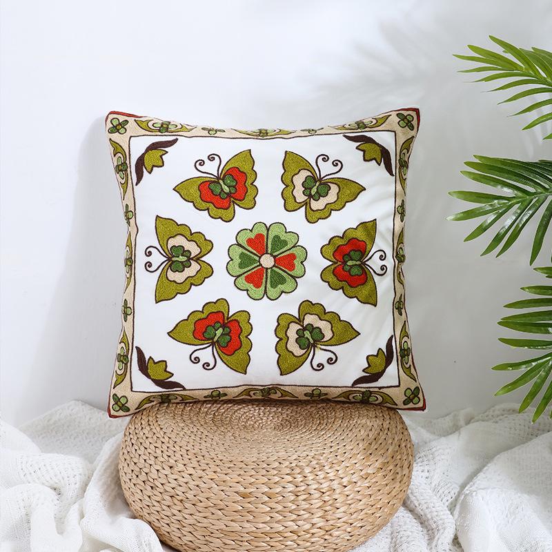 Ins Floral Embroidery Pillow Case Living Room Sofa Decoration Flower Bedroom Bedside Pillow