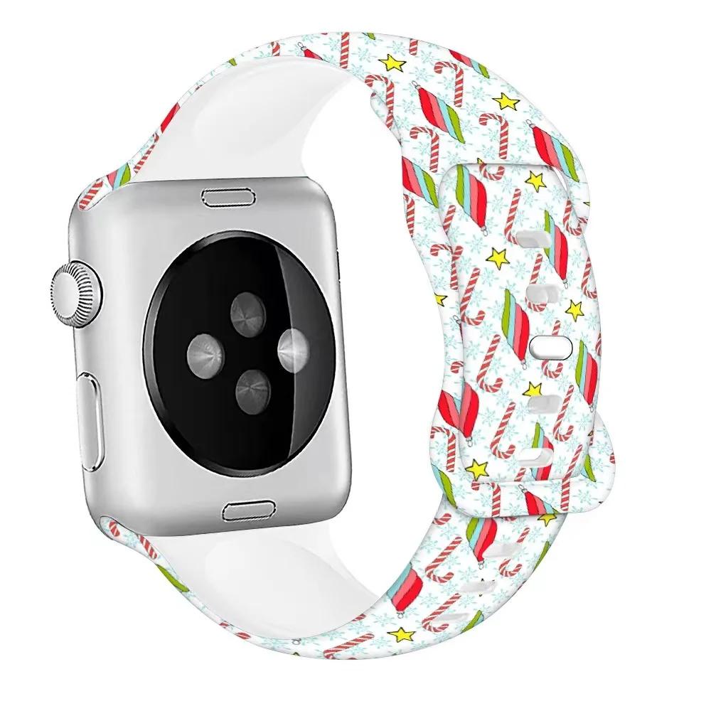 Christmas Silicone Strap For Apple Watch Ultra 49mm 10 9 8 7 45mm 41mm 42mm 46mm Bracelet Wristband iWatch 6 5 4 SE 44mm Correa