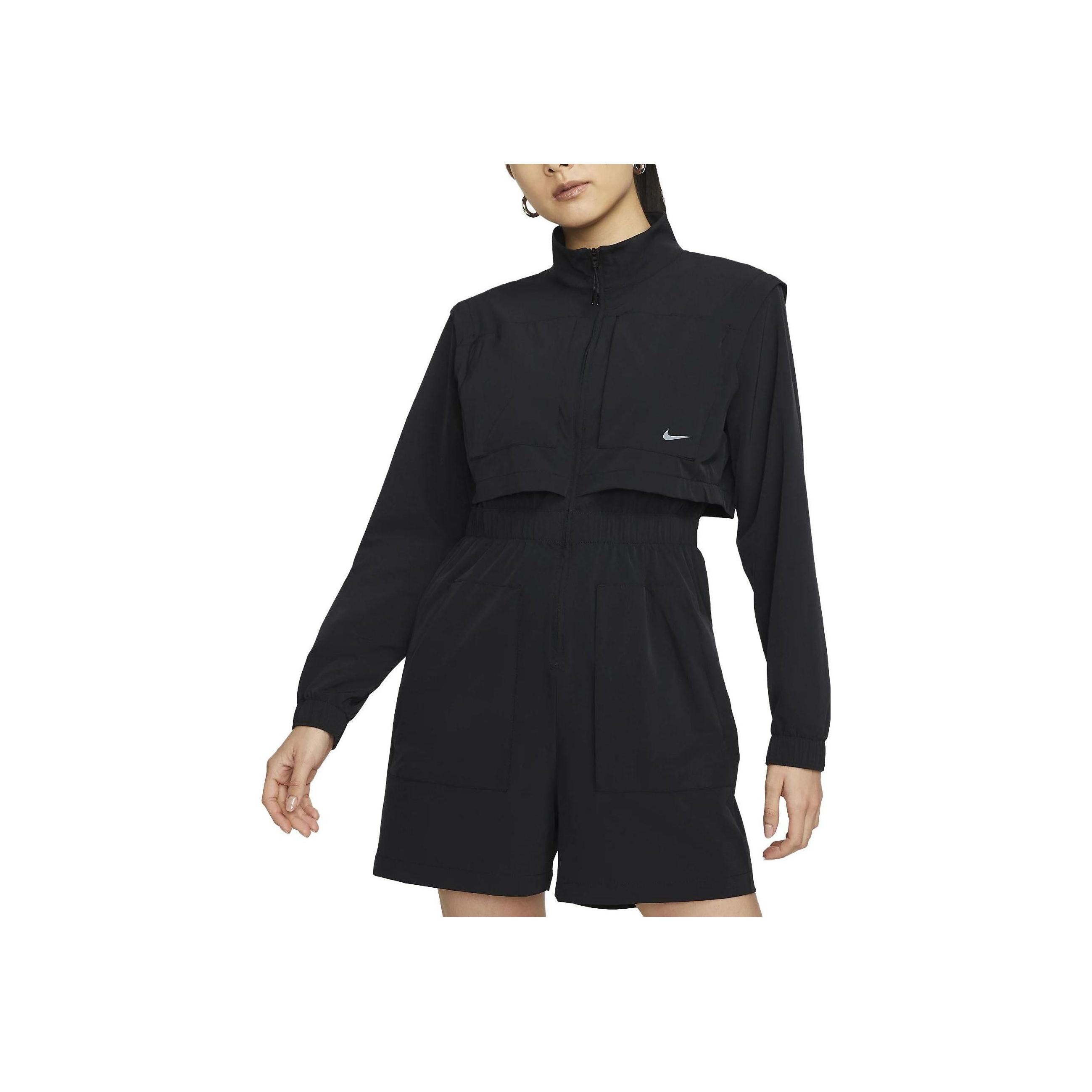 

Nike С принтом логотипа, однотонный, с застежкой-молнией, с длинным рукавом, короткий комбинезон, женский, черный DX0149-010 M