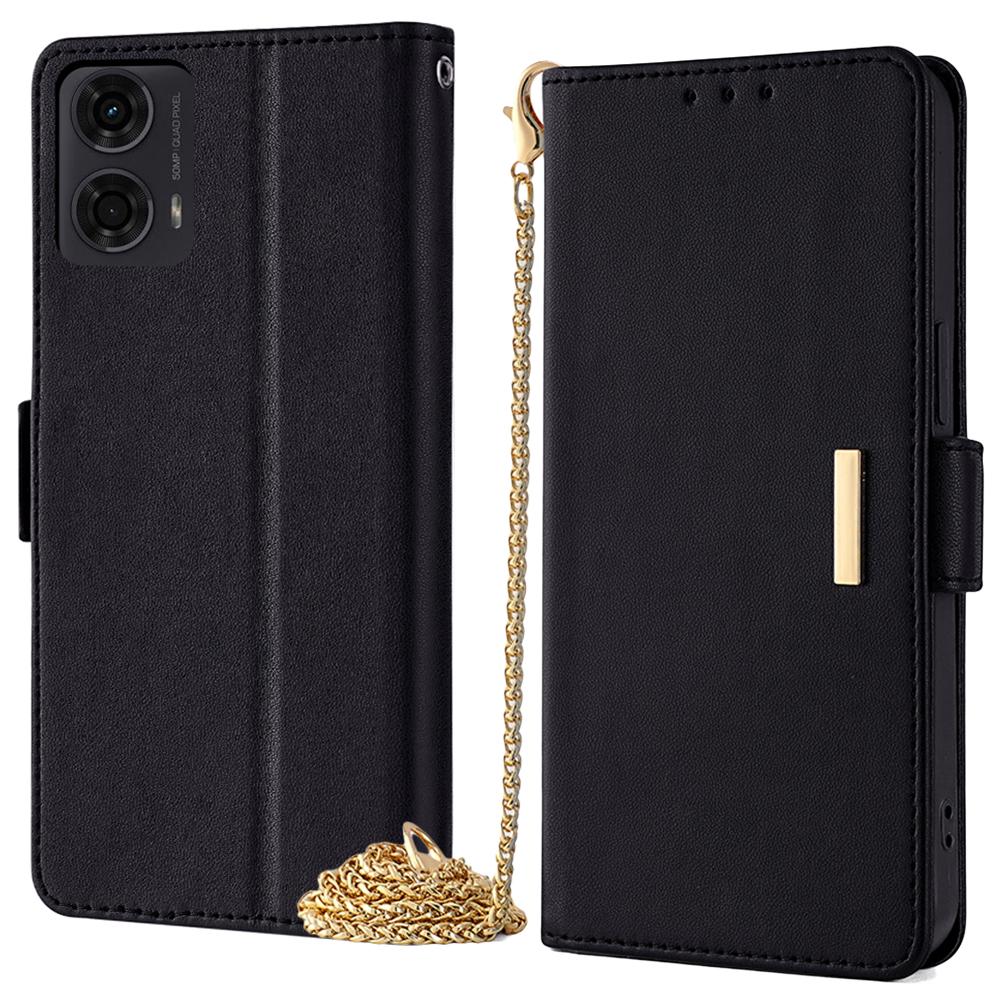 For Motorola Moto E14 4G/G04 4G/G04s 4G/G24 4G Case RFID Blocking Wallet Phone Leather Cover with Shoulder Strap