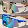 1/2 Stück Mode Monoblock Anti-UV Herrenbrille Outdoor Marke Spiegel Sportsonnenbrille Damen Übergröße Deko Shades zum Radfahren