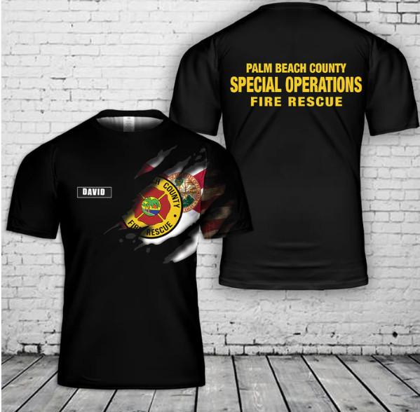 Benutzerdefinierter Name Palm Beach County Fire Rescue 3D T-Shirt