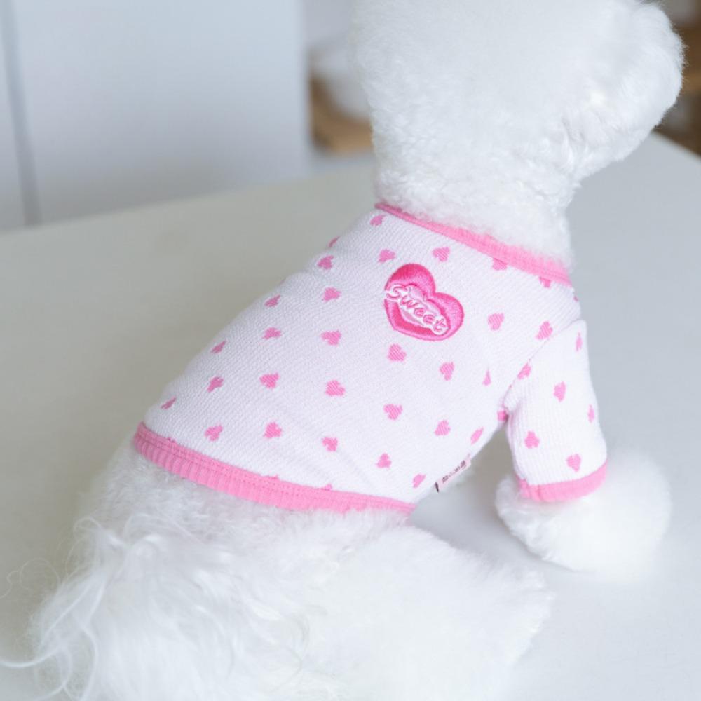 Autumn and Winter Home Love Embroidery Base Shirt Cute T-shirt Pet Clothing Cat Clothing Pet Clothing Teddy Puppy Clothes